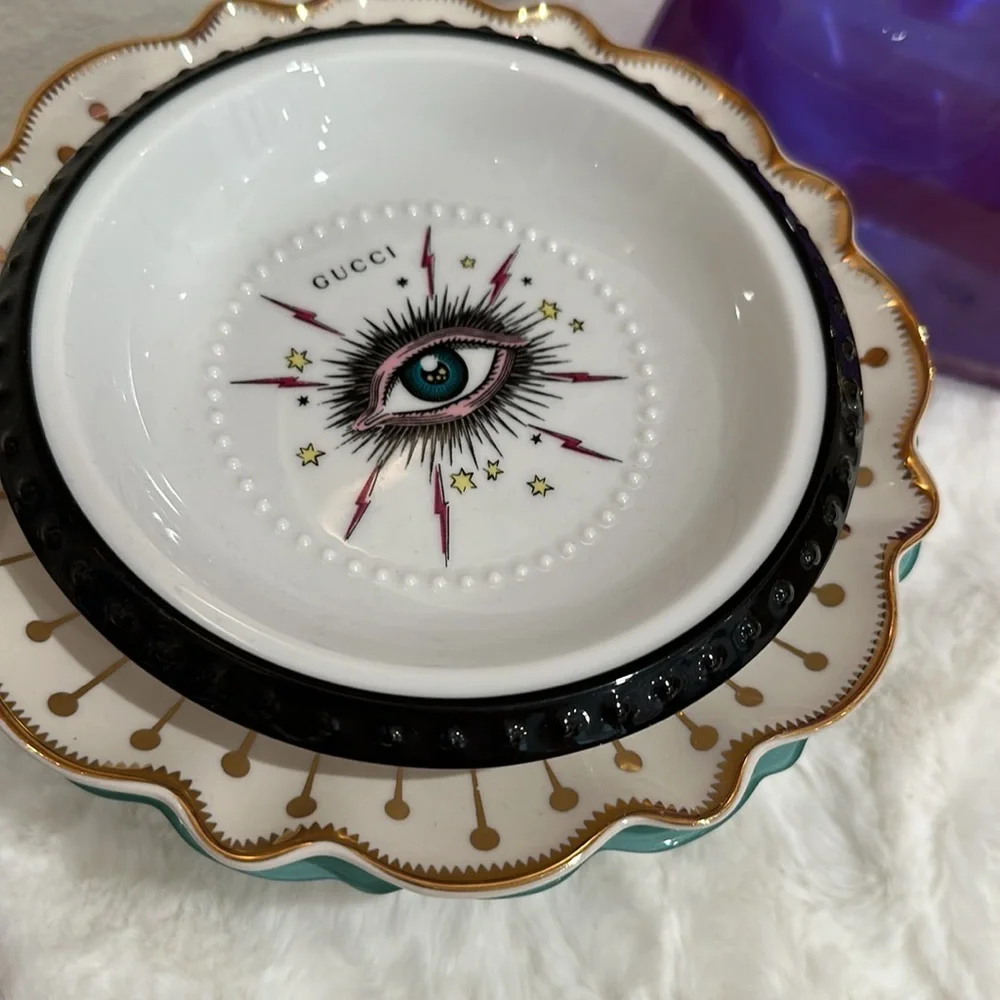 Set/4 ⭐️ 24K Gold Plates Catherine Martin x  Anthropologie WHITE and gold